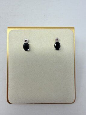 Shop LC Australian Black Tourmaline/Signity Blazing Red Topaz Earrings 5567